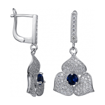 Серебряные cерьги висячие с фианитом