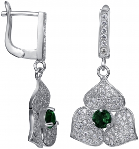 Серебряные cерьги висячие с фианитом