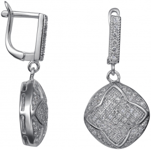 Серебряные cерьги висячие с фианитом