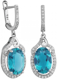 Серебряные cерьги висячие с фианитом