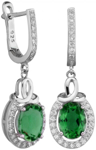 Серебряные cерьги висячие с фианитом