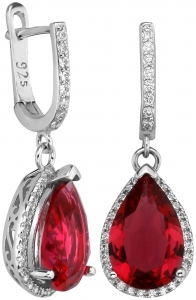 Серебряные cерьги висячие с фианитом