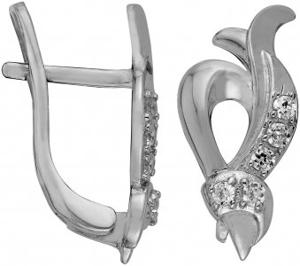 Серебряные cерьги классические с фианитом