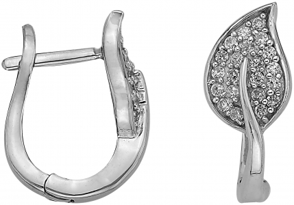 Серебряные cерьги классические с фианитом