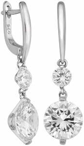 Серебряные cерьги висячие с фианитом