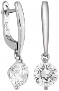 Серебряные cерьги висячие с фианитом