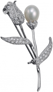 Брошь из серебра с жемчугом