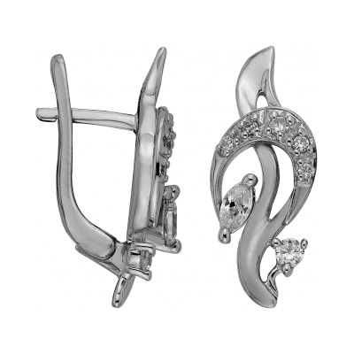 Серебряные cерьги классические с фианитом