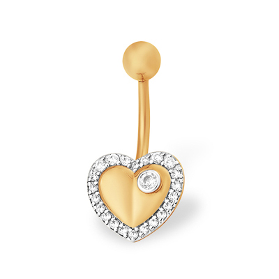 Серьга д/пирсинга из золота с фианитом