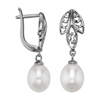 Серебряные cерьги висячие с жемчугом