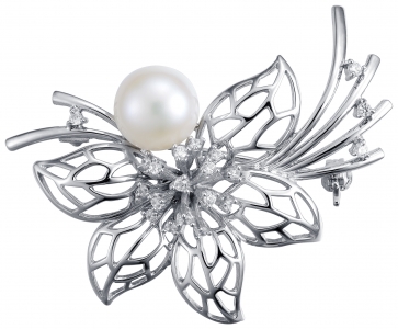 Брошь из серебра с жемчугом