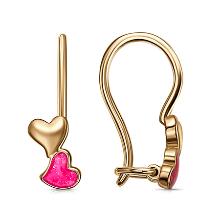 Золотые cерьги классические с эмалью