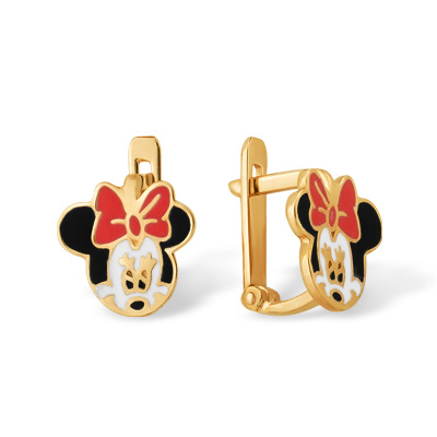 Золотые cерьги классические с эмалью