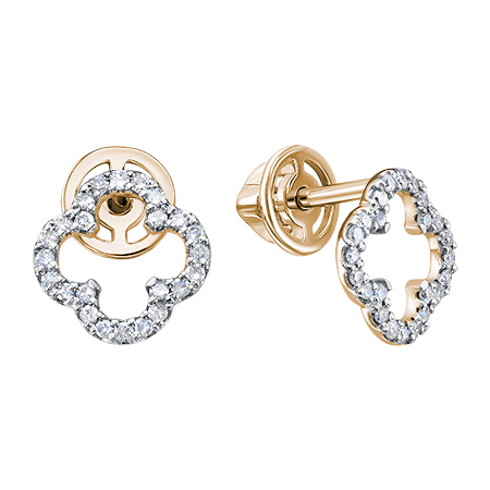 Золотые cерьги пусеты (гвоздики) с бриллиантом