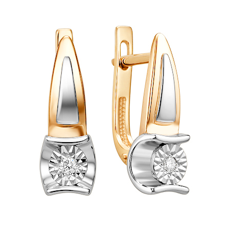 Золотые cерьги с бриллиантом