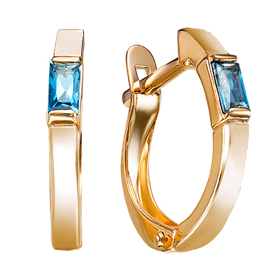 Золотые cерьги с лондон топазом