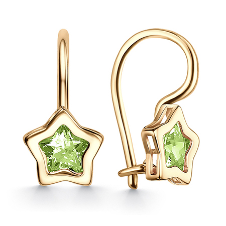 Золотые cерьги классические с фианитом