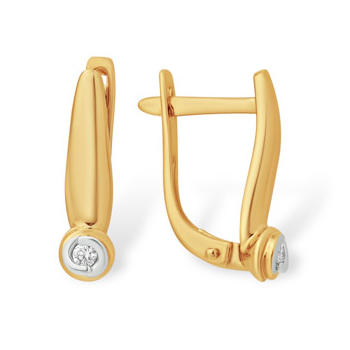 Золотые cерьги с бриллиантом