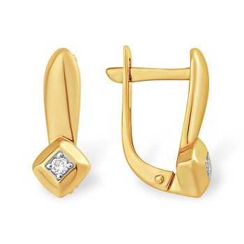 Золотые cерьги с бриллиантом