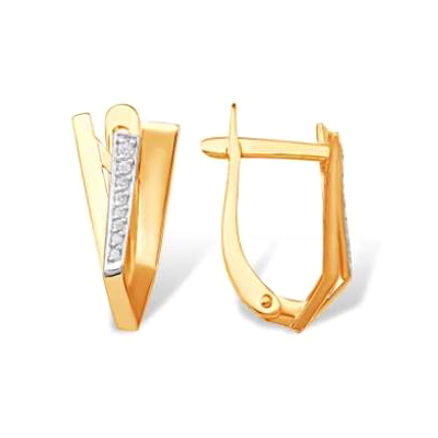 Золотые cерьги с фианитом