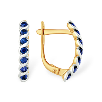 Золотые cерьги с сапфиром