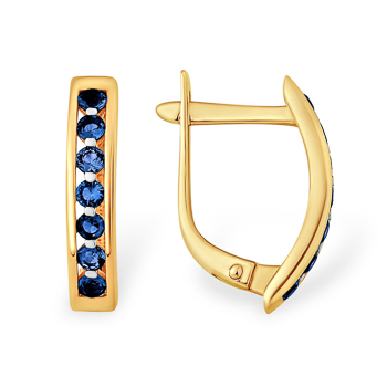 Золотые cерьги с сапфиром