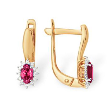 Золотые cерьги с рубином