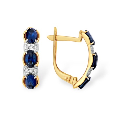 Золотые cерьги с сапфиром