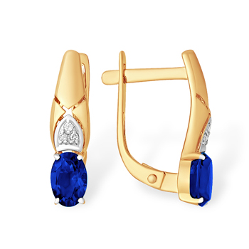 Золотые cерьги с сапфиром