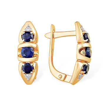 Золотые cерьги с сапфиром