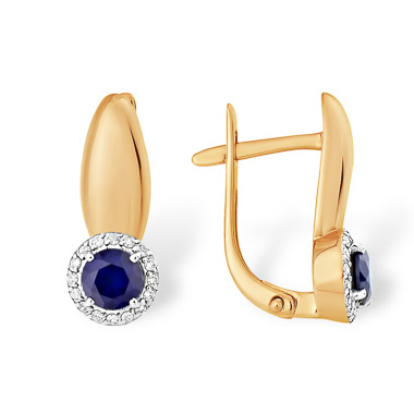 Золотые cерьги с сапфиром