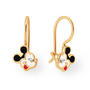 Золотые cерьги классические с фианитом