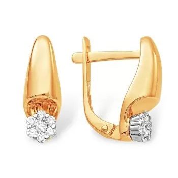 Золотые cерьги классические с бриллиантом