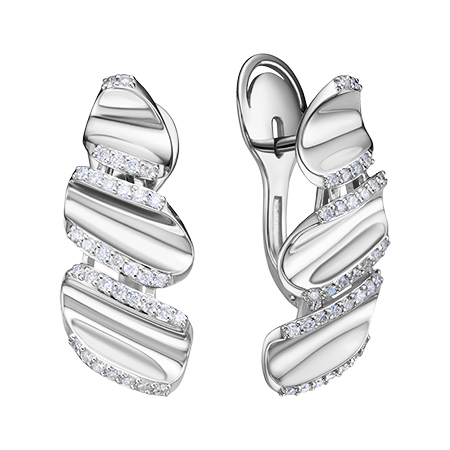 Серьги классические из белого золота с бриллиантом