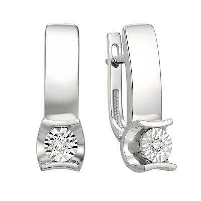 Серьги из белого золота с бриллиантом