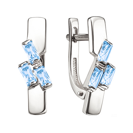 Серьги классические из белого золота с топазом