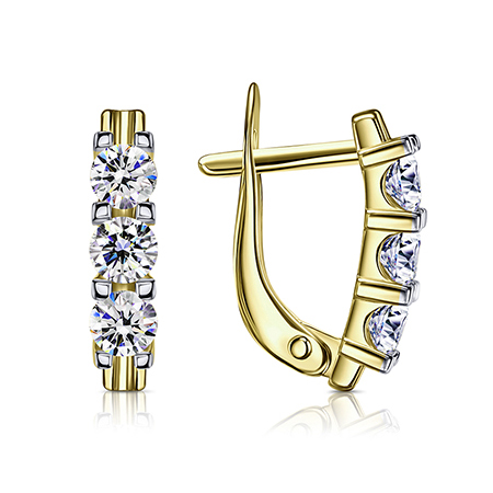 Серьги из желтого золота с фианитом