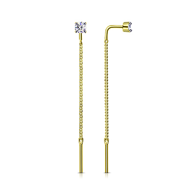 Серьги из желтого золота с фианитом