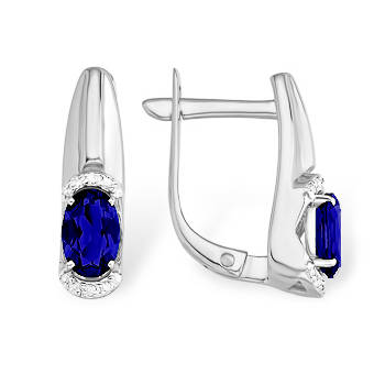 Серьги из белого золота с сапфиром