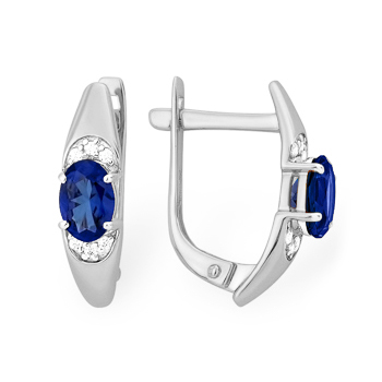 Серьги из белого золота с сапфиром
