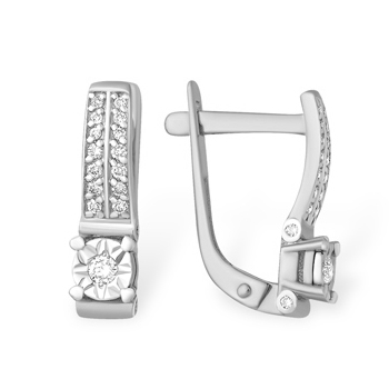 Серьги классические из белого золота с бриллиантом