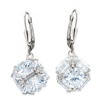 Серебряные cерьги висячие с фианитом