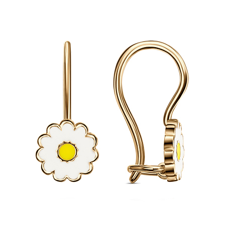 Серебряные cерьги классические с позолотой с эмалью