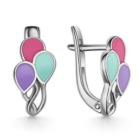 Серебряные cерьги классические с эмалью