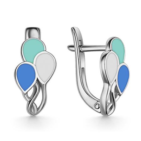 Серебряные cерьги классические с эмалью