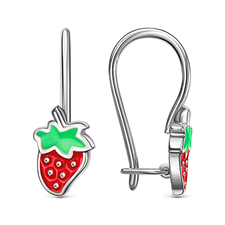 Серебряные cерьги классические с эмалью