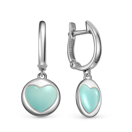 Серебряные cерьги висячие с эмалью