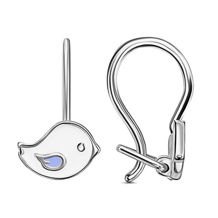 Серебряные cерьги классические с эмалью