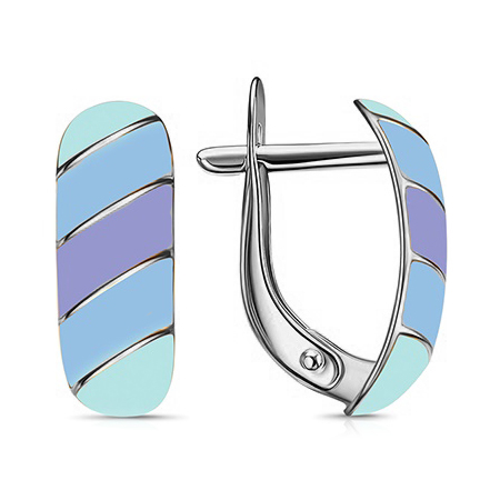 Серебряные cерьги классические с эмалью