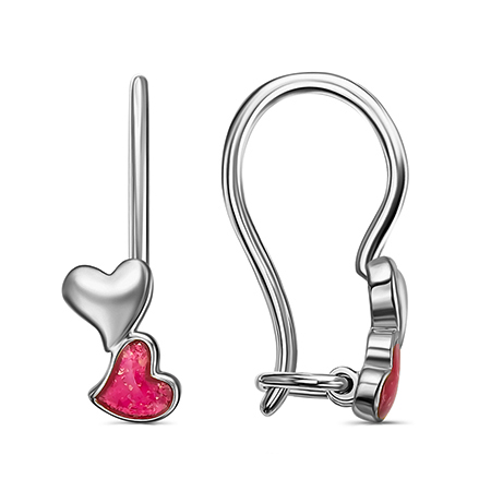 Серебряные cерьги классические с эмалью